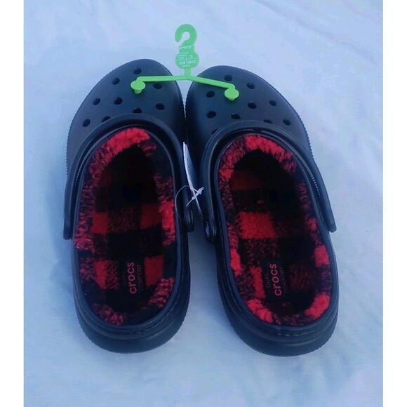 Crocs Classic Lined Buffalo Check Clog Black US Men's Size 11 NEW - Picture 4 of 5